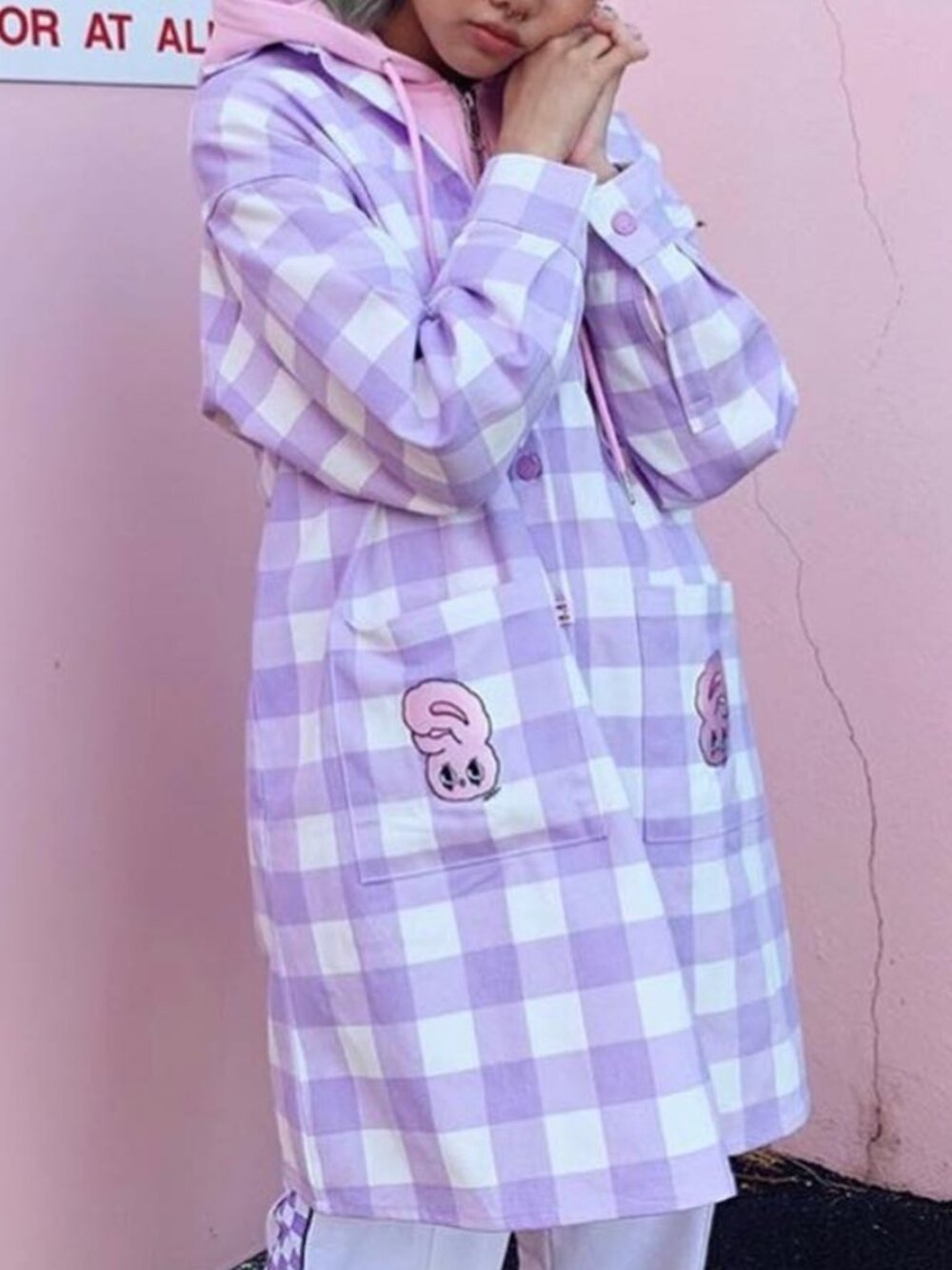 Lazy Oaf x Esther Loves You Bunny Rabbit Check Gingham Jacket Shacket M